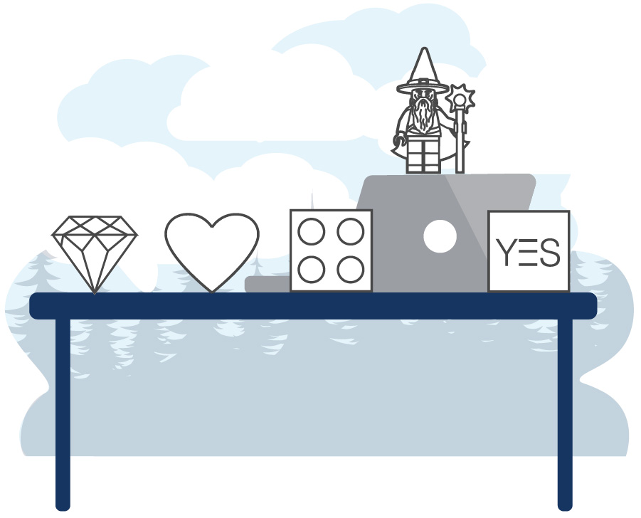 Elite icons on a desk